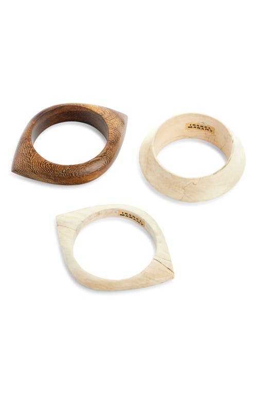 Isabel Marant Set Of 3 Wood Eye Bangle Bracelets In Brown