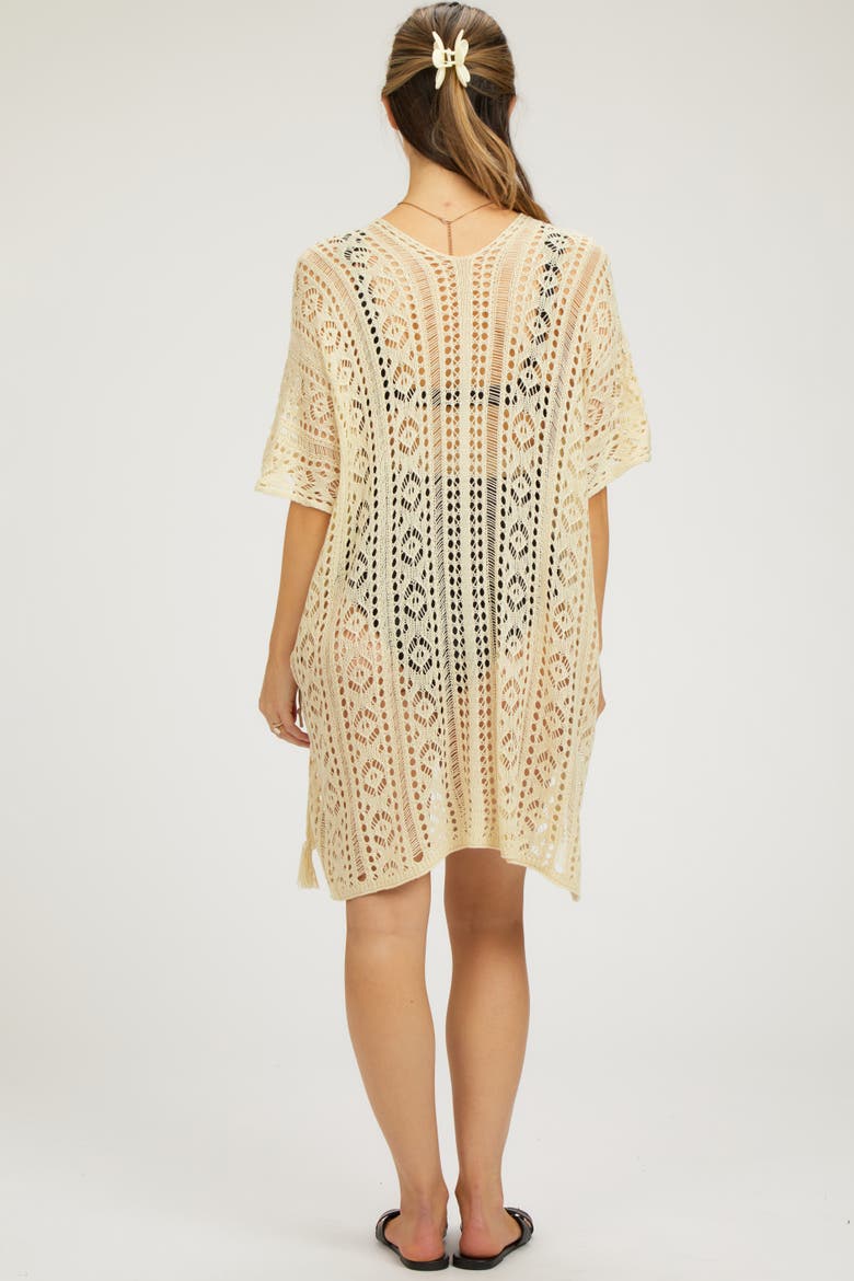 Crochet Knit Swim Cover Up, Alternate, color, Cream