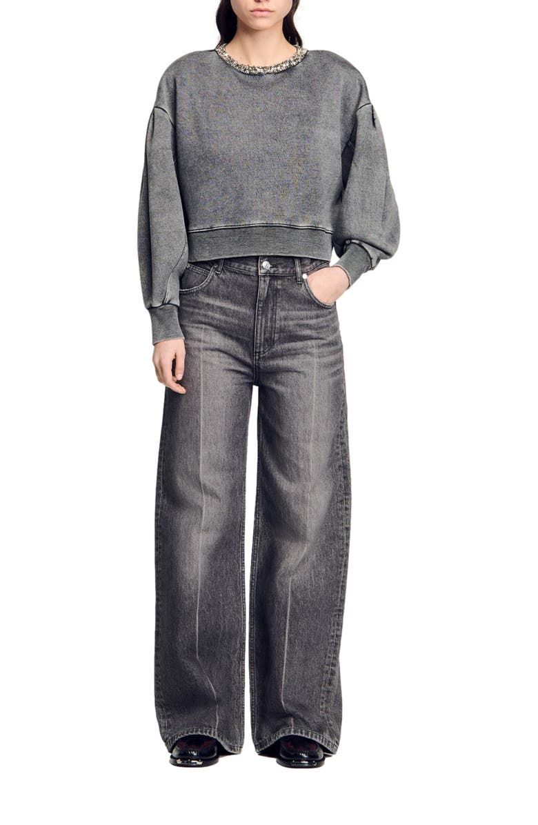 SANDRO Jewellery neck sweatshirt, Alternate, color, 