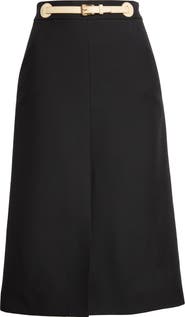 Valentino Garavani Belted Virgin Wool & Silk Midi Skirt