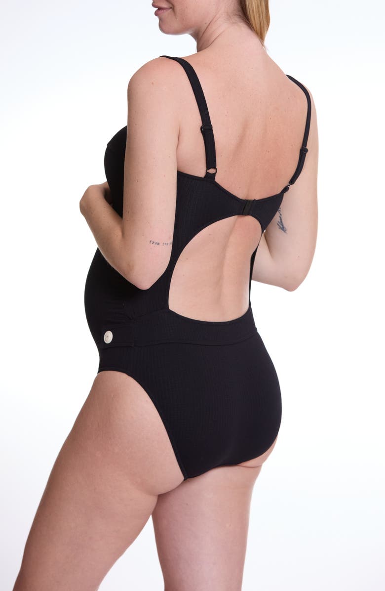 Cache Coeur Lara Maternity Swimsuit, Alternate, color, Black