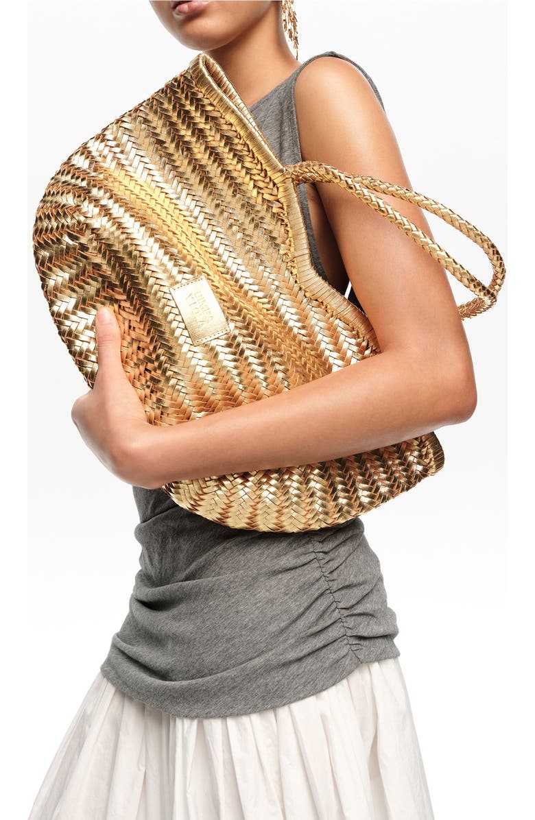 Bimba y Lola Braided Leather Shopper Bag, Alternate, color, Gold