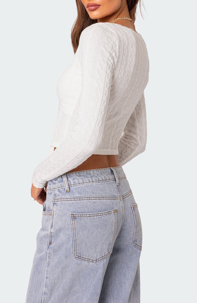 EDIKTED Lorey Lace Crop Top, Alternate, color, White