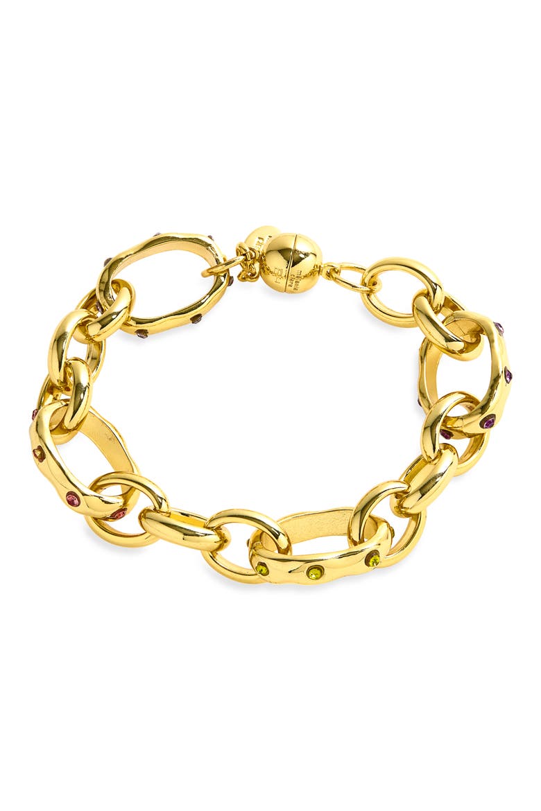 Multicolor Cubic Zirconia Chain Bracelet, Main, color, GOLD