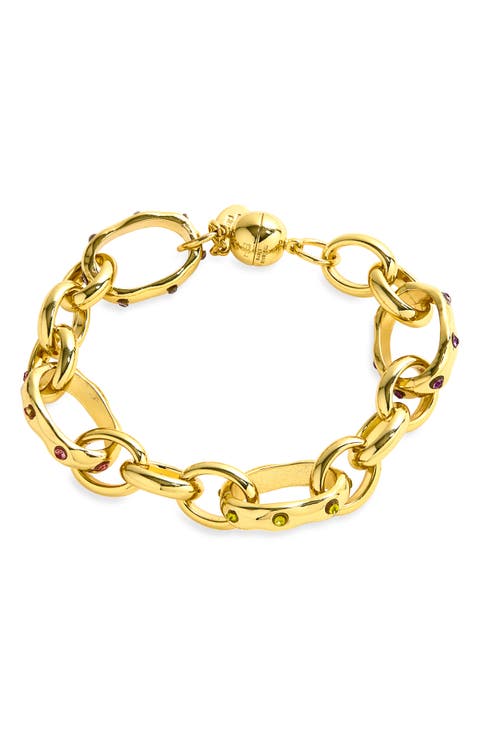Multicolor Cubic Zirconia Chain Bracelet