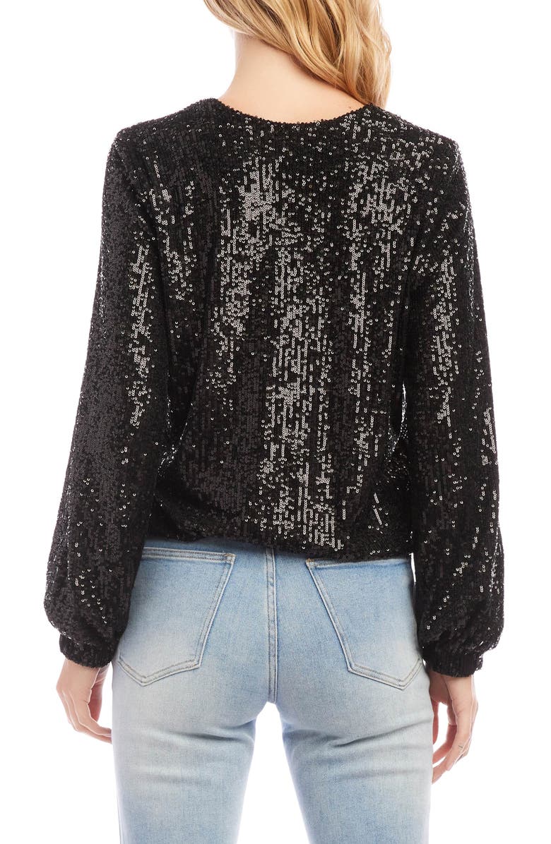 Karen Kane Sequin Blouson Sleeve Top, Alternate, color, 