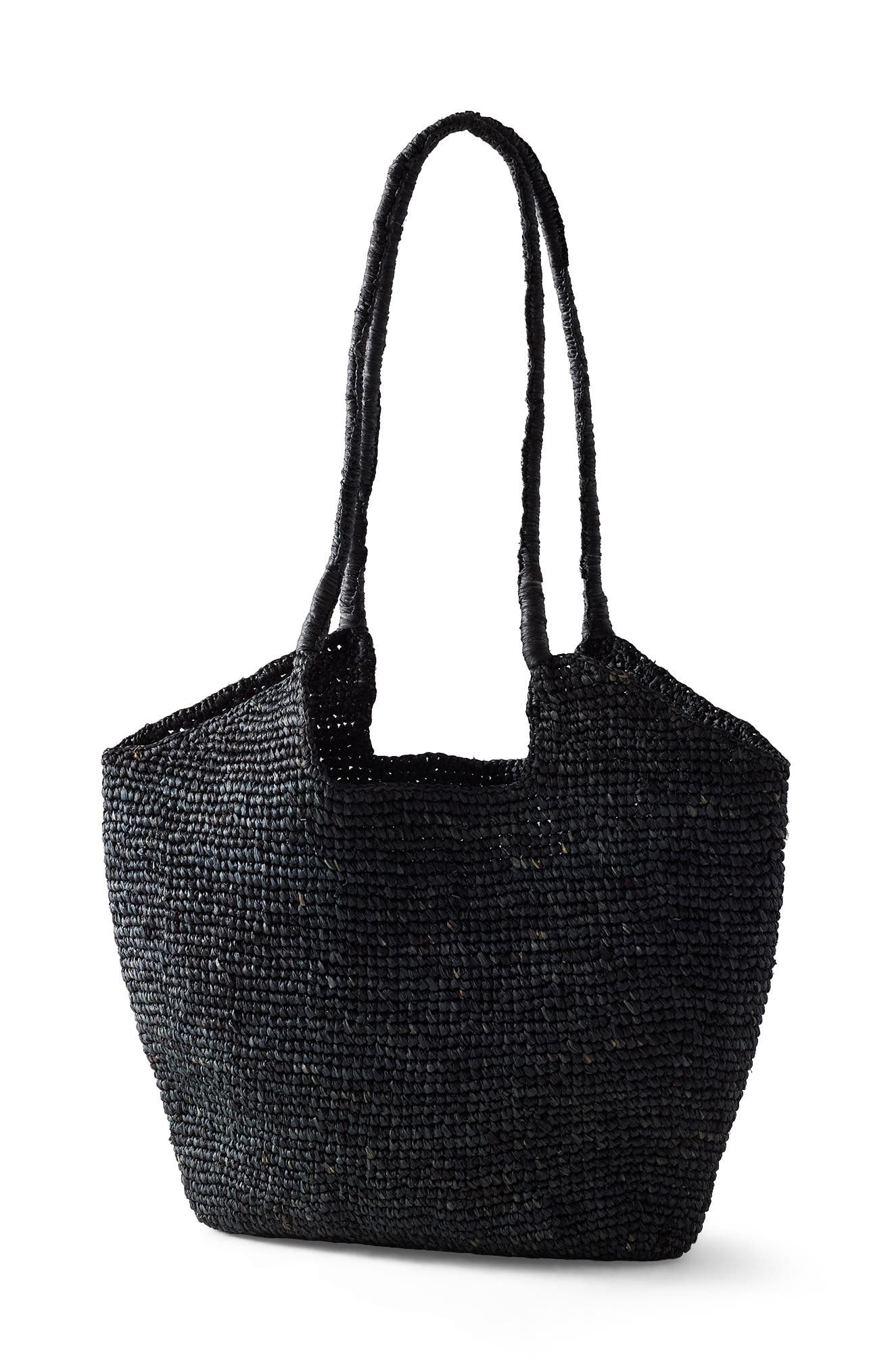 Haven Well Within Raffia Tote, Main, color, Black
