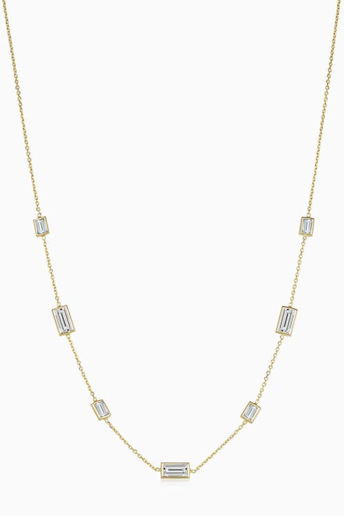 Oradina 14K Gold Fresco Station Necklace in White Zirconia And Topaz 