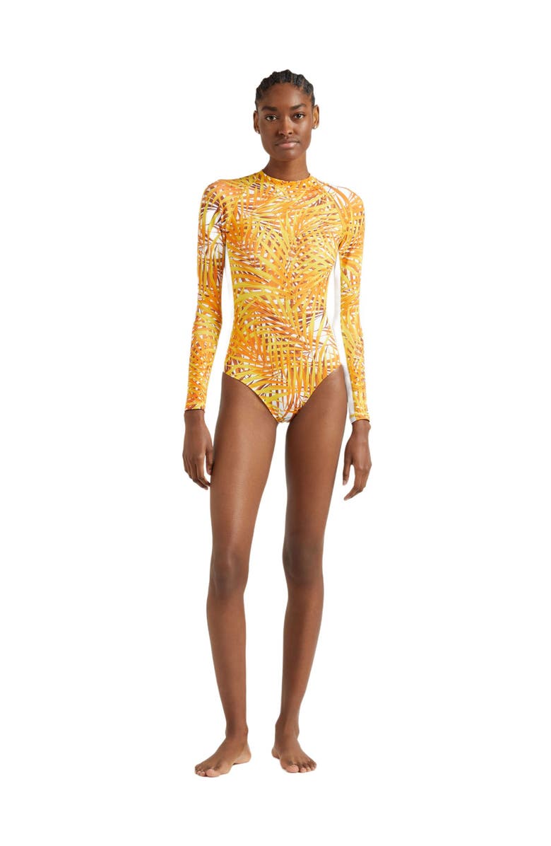 Vilebrequin Women's Palm Leaves Neoprene UV Protection One-Piece Rashguard Swimsuit, Main, color, Mangue