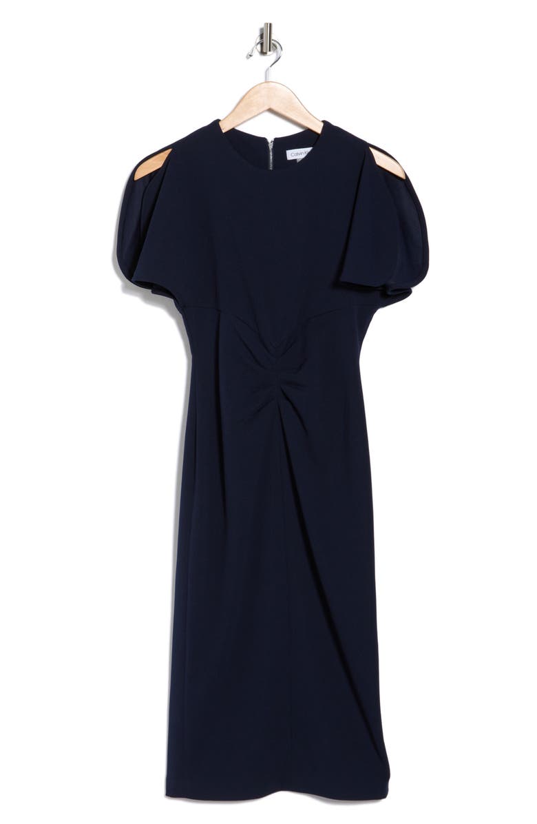 Calvin Klein Ruched Front Sheath Dress, Alternate, color, Indigo