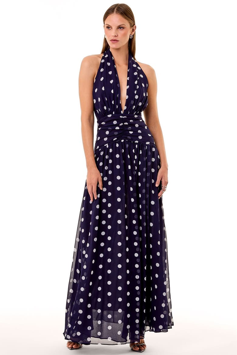 Arella Dress, Alternate, color, NAVY IVORY POLKA DOT