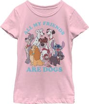 Disney Girl's Disney All My Friends Are Dogs  Graphic T-Shirt