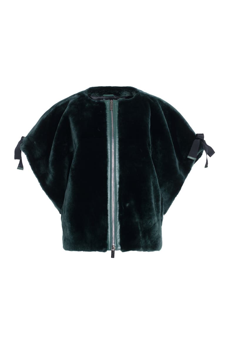 Genuine Shearling Jacket, Short Sleeve, Alternate, color, EMERALD