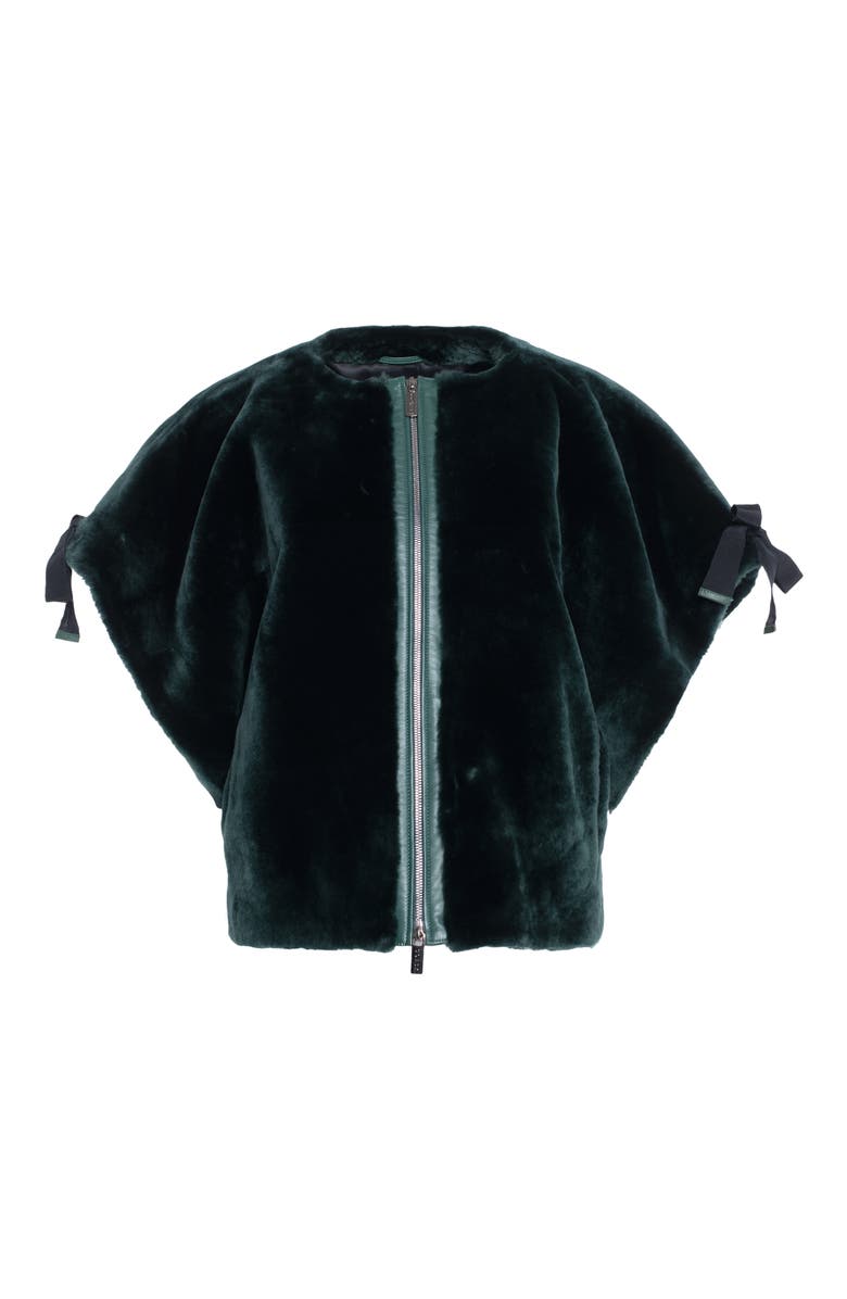 GORSKI Genuine Shearling Jacket, Short Sleeve, Alternate, color, Emerald