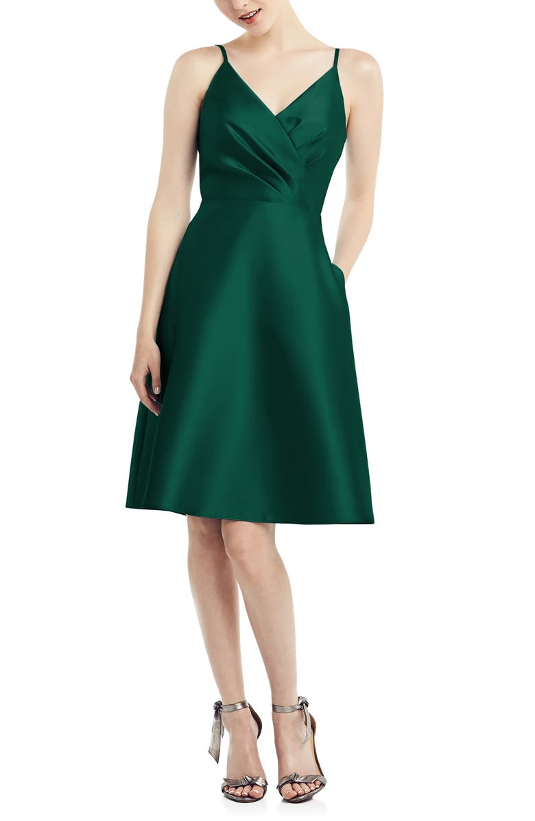 Alfred Sung Fit & Flare Satin Twill Cocktail Dress, Main, color,