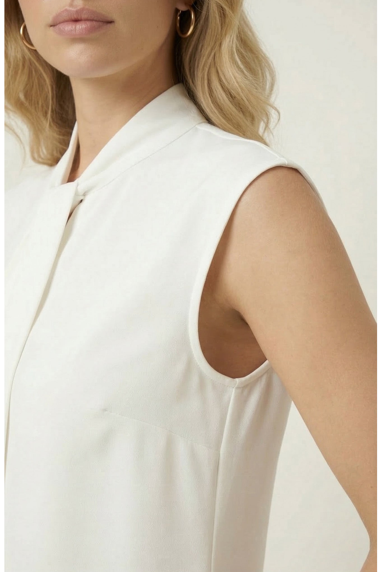Sleeveless Tie Neck Blouse and Wide Leg Pant Set, Alternate, color, White