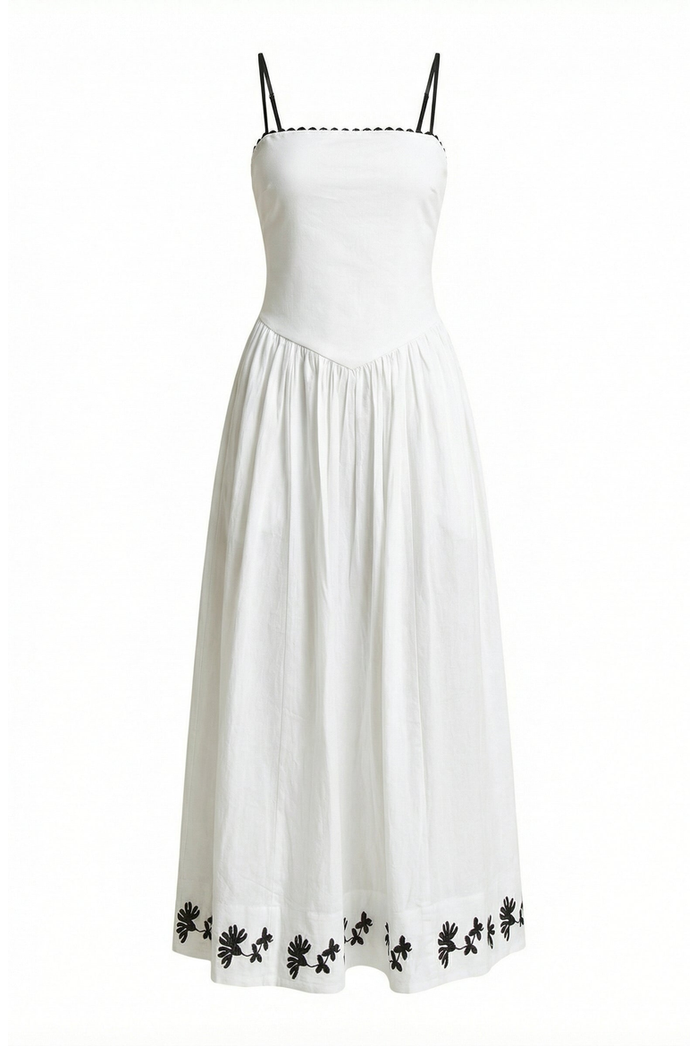 Strapless Embroidered A-Line Corset Dress, Alternate, color, White / Black Embroidery