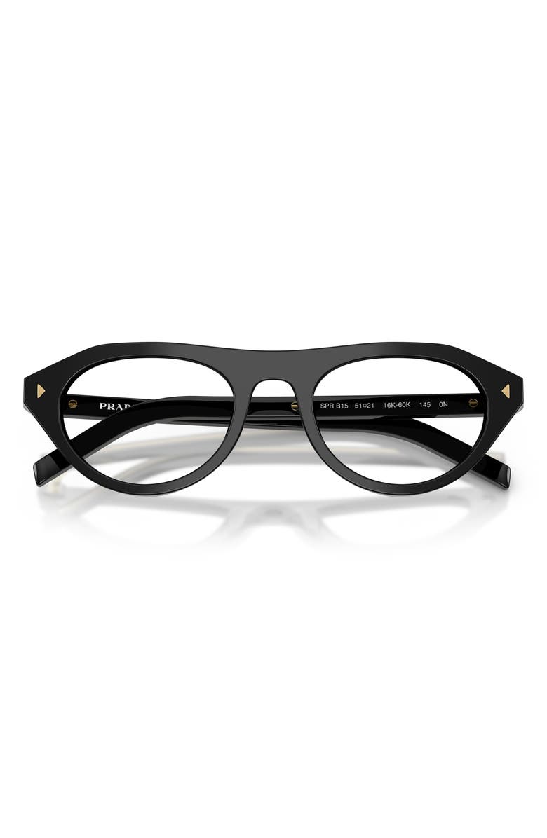 Prada 51mm Irregular Blue Light Blocking Glasses, Alternate, color, Black / Clear Blue Light