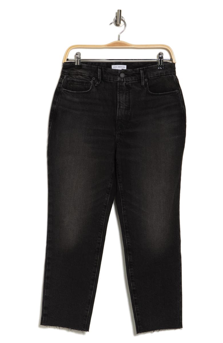 Good American Good Girlfriend High Waist Raw Hem Jeans, Alternate, color,