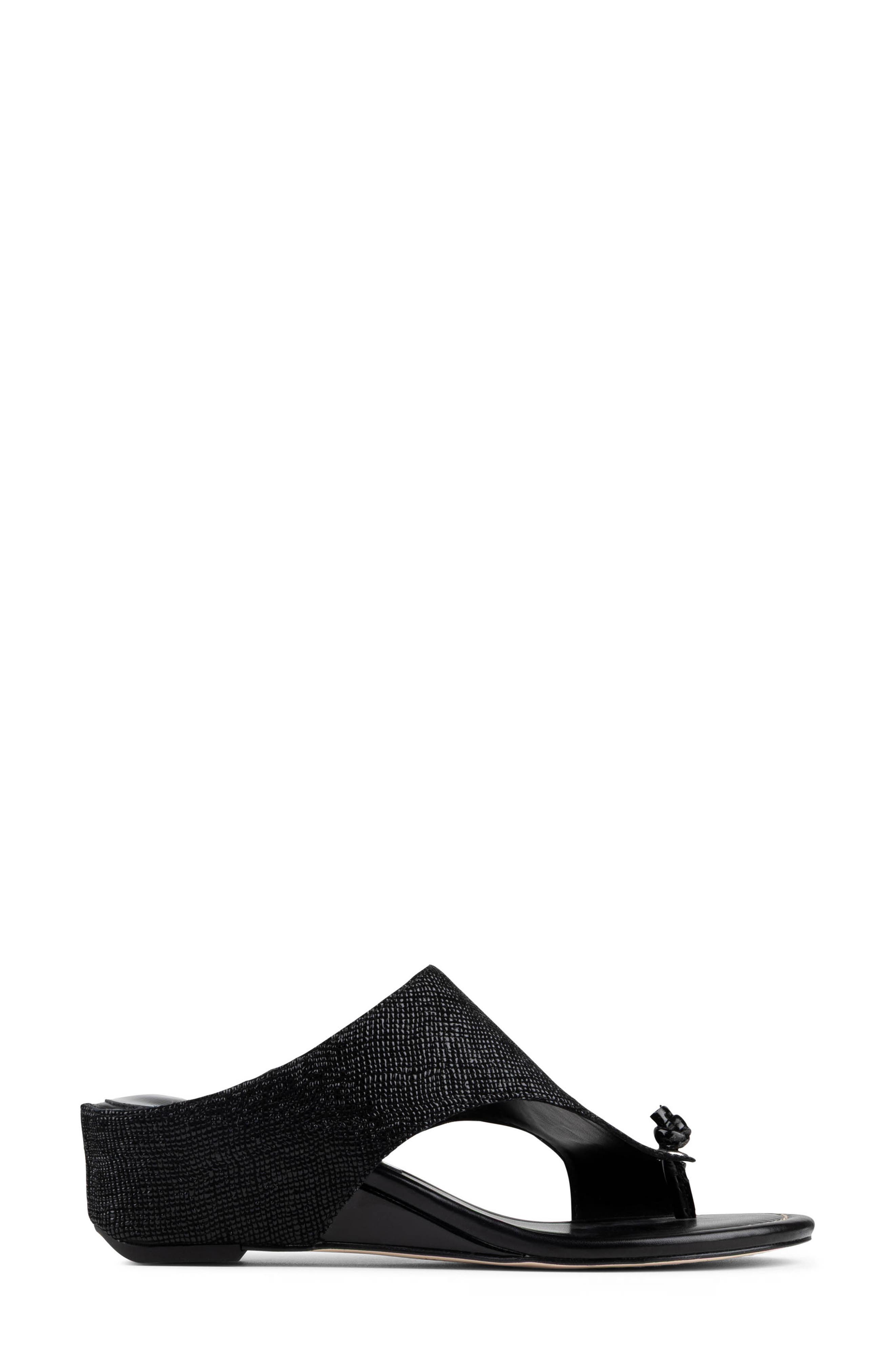 Donald Pliner Toe Loop Wedge Sandal, Alternate, color, Black
