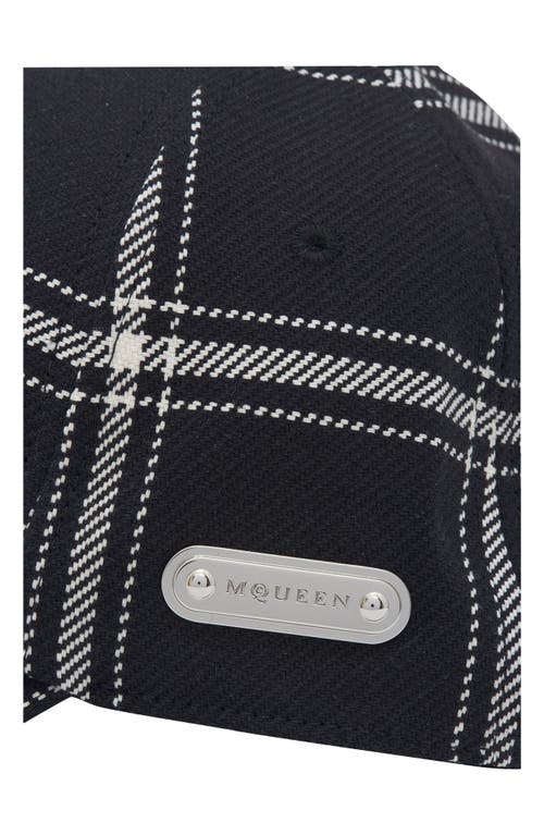 Alexander Mcqueen Check Logo Plate Baseball Cap In Black/ivory