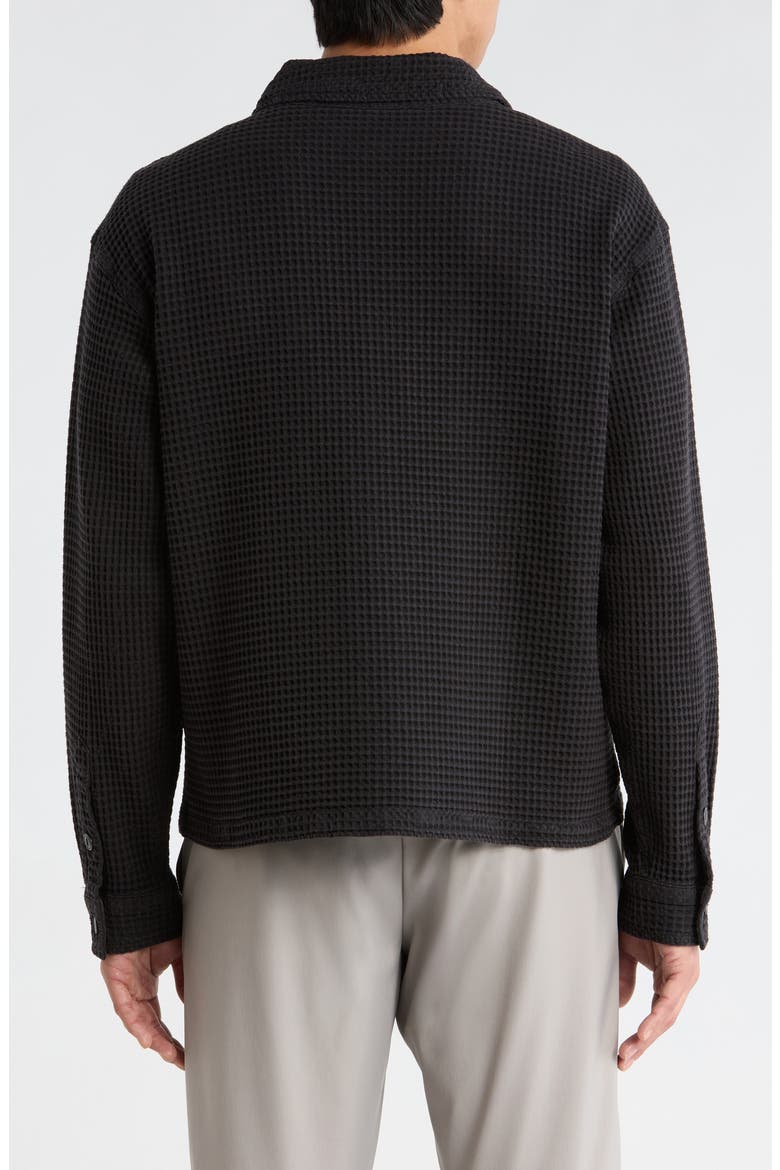 Waffle Knit Button-Up Shirt, Alternate, color, BLACK