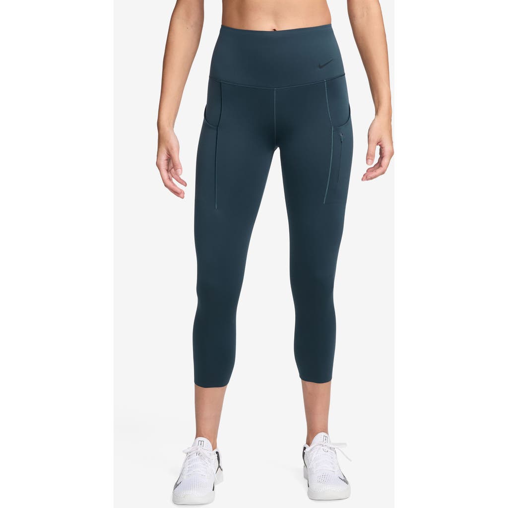 Nike Dri-fit Go Firm Support High Waist Crop Leggings In Blue
