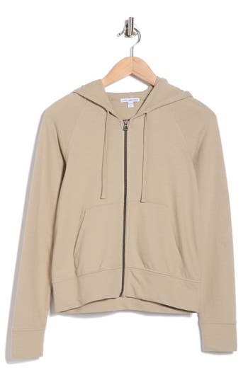 James Perse French Terry Crop Zip Hoodie In Brown