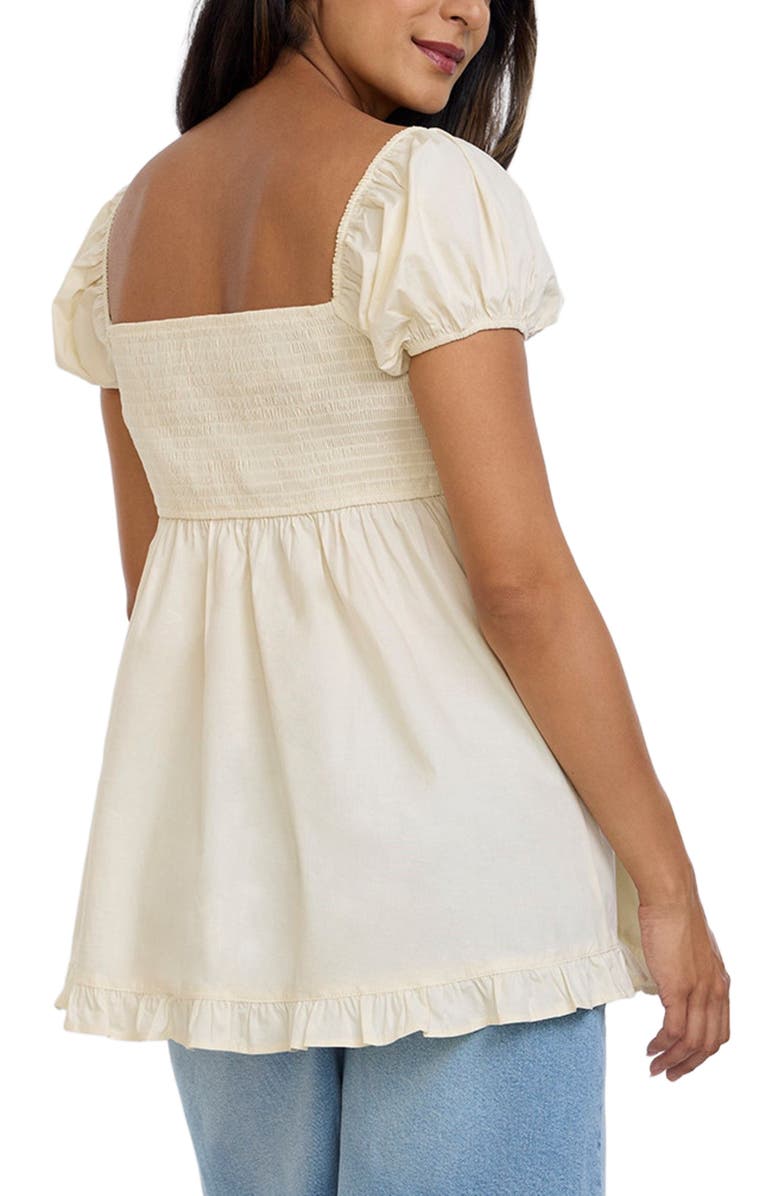 MOTHERHOOD MATERNITY Off the Shoulder Short Sleeve Babydoll Maternity Top, Alternate, color, Winter White