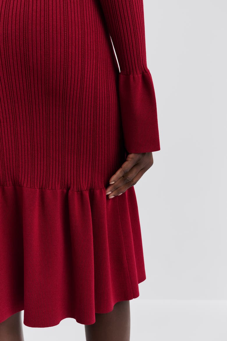 Amalia High Neck Knitted Midi Dress, Alternate, color, Deep Red