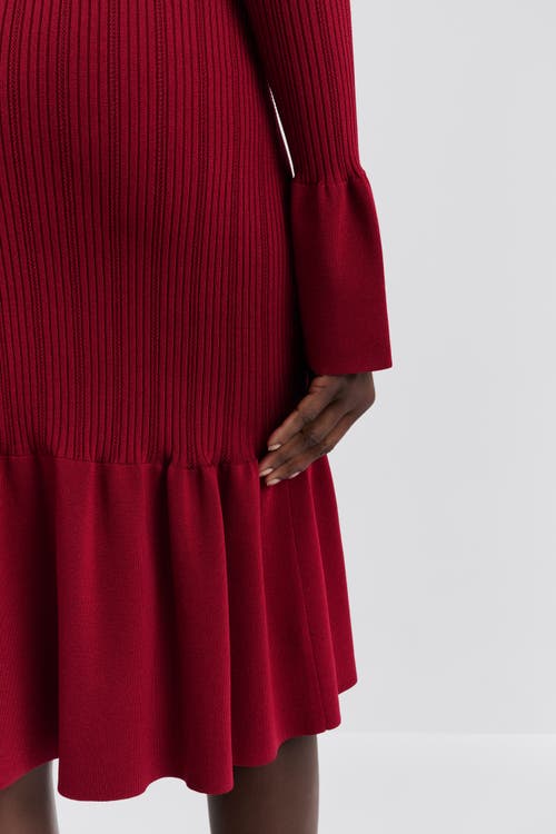 Malina Amalia High Neck Knitted Midi Dress In Red