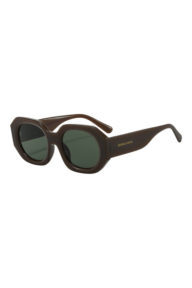 Dixie 52mm Polarized Geometric Sunglasses, Alternate, color, BROWN / GREEN