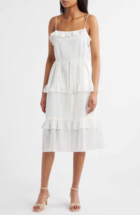 Julia Jordan Ruffle Clip Dot Tie Strap Midi Dress