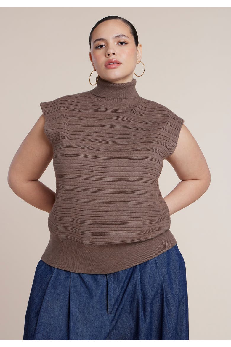 Mockneck Sweater Vest, Alternate, color, CHOCOLATE LAB