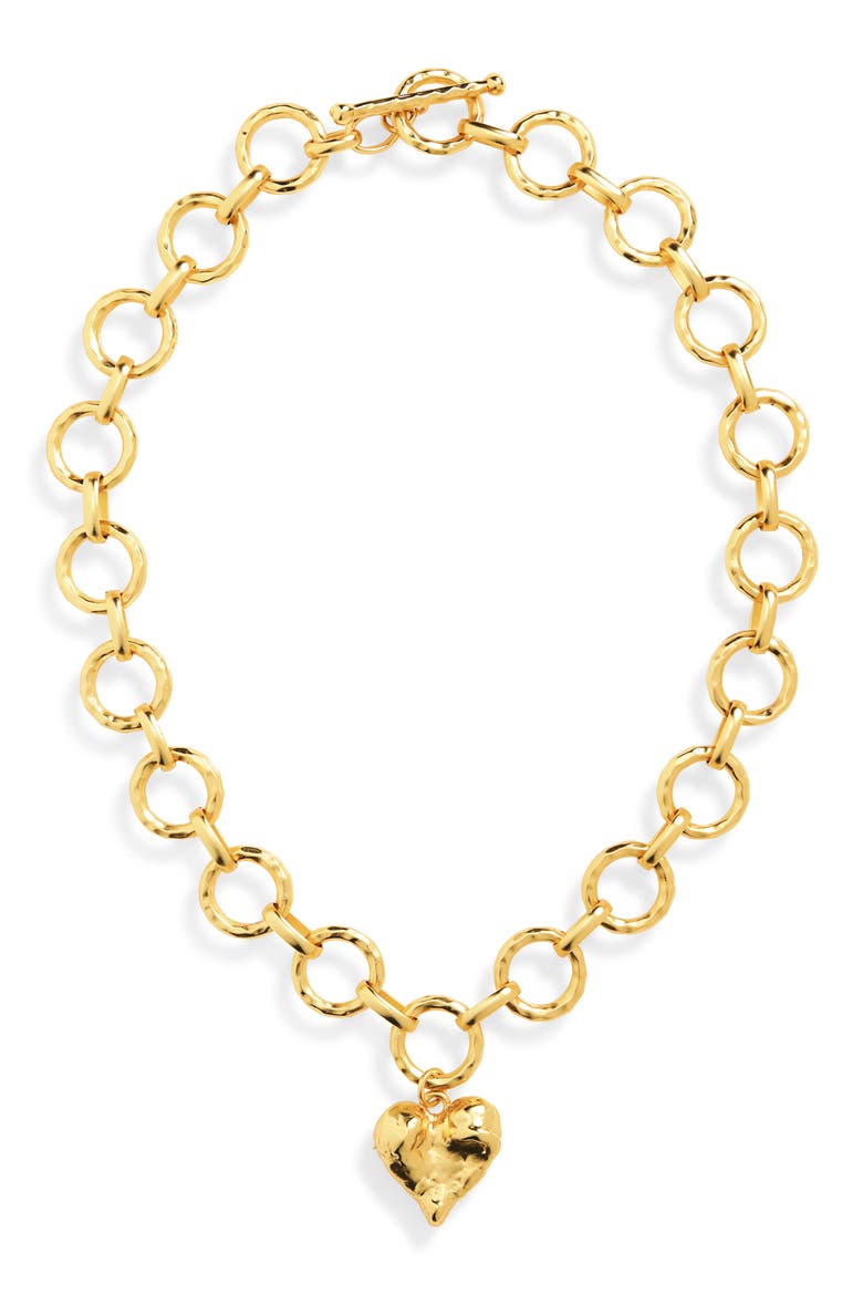 Molten Chain Heart Necklace, Main, color, GOLD