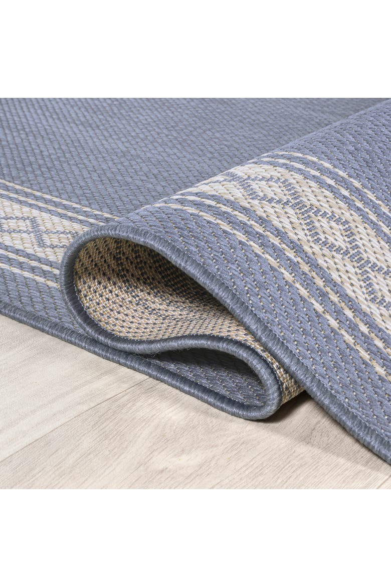 Lucia Classic Diamond Border Indoor/Outdoor Area Rug, Alternate, color, Blue/Cream
