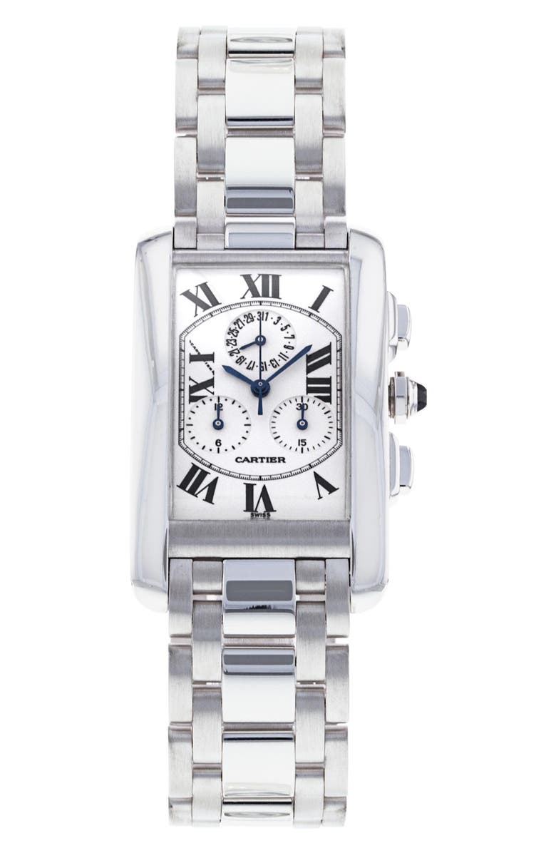 Watchfinder & Co. Cartier Preowned Tank Americaine Chronograph Bracelet Watch, 19mm, Main, color, 