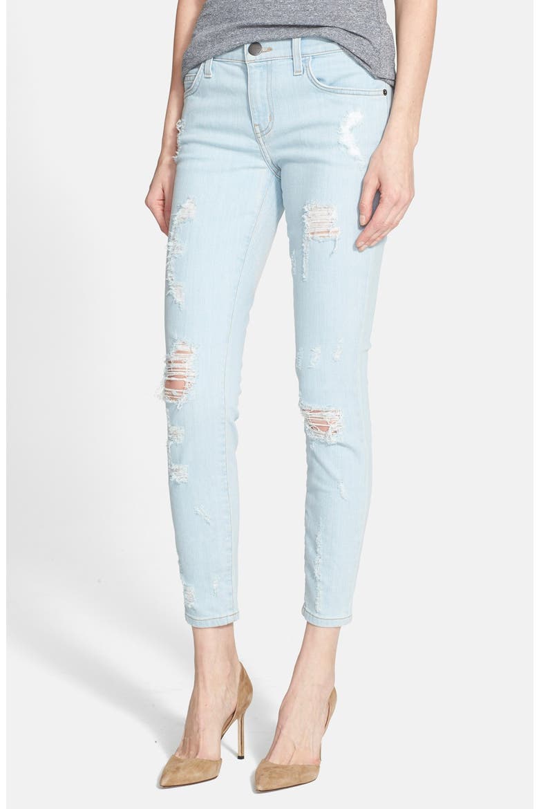 'The Stiletto' Destroyed Skinny Jeans, Main, color, CHALKY INDIGO SHREDDED