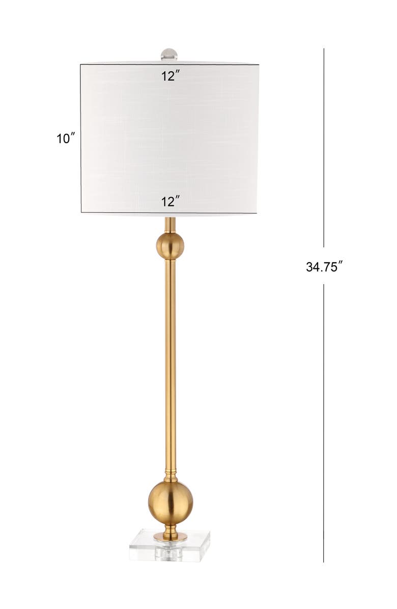 JONATHAN Y Hollis 34" Metal LED Table Lamp, Brass with Crystal Base, Alternate, color, Brass
