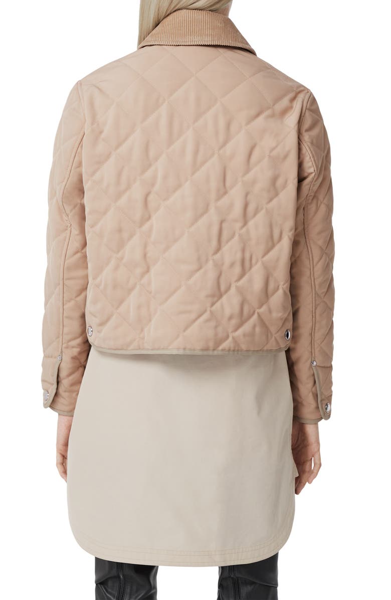 Burberry Lanford Corduroy Collar Quilted Jacket, Alternate, color,