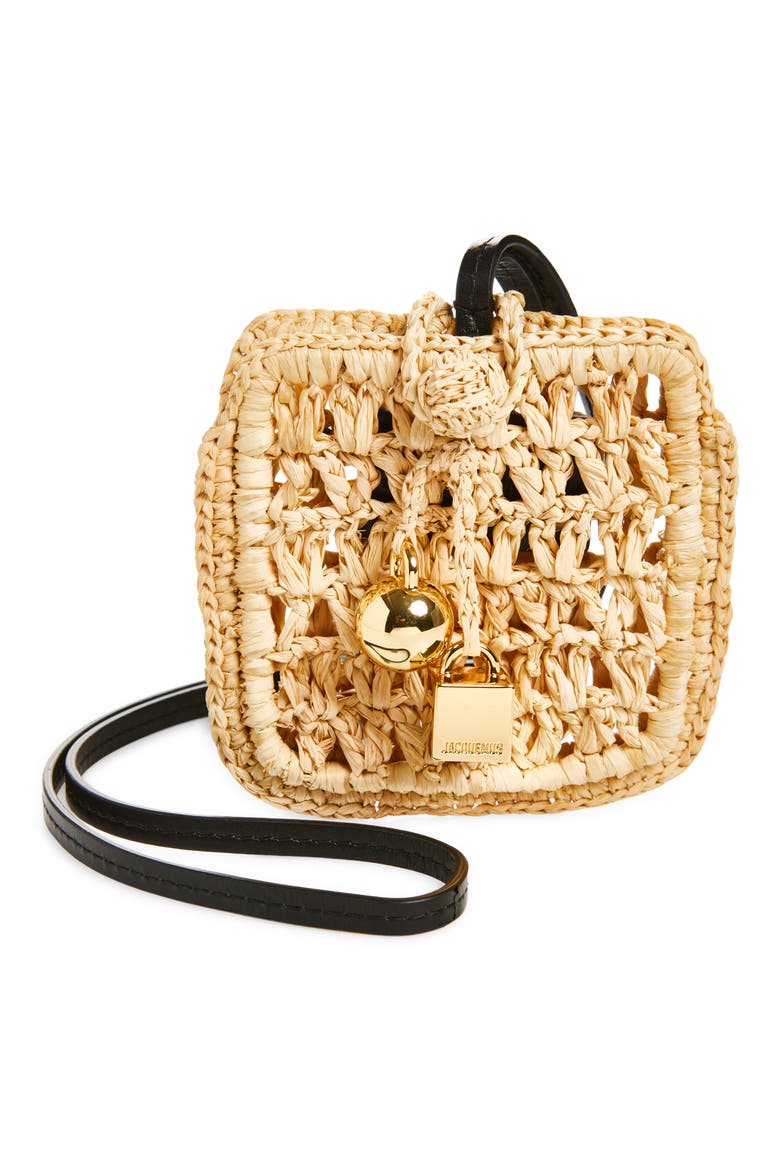 Le Porte Spiaggia Raffia AirPod Pouch, Main, color, NATURAL 142
