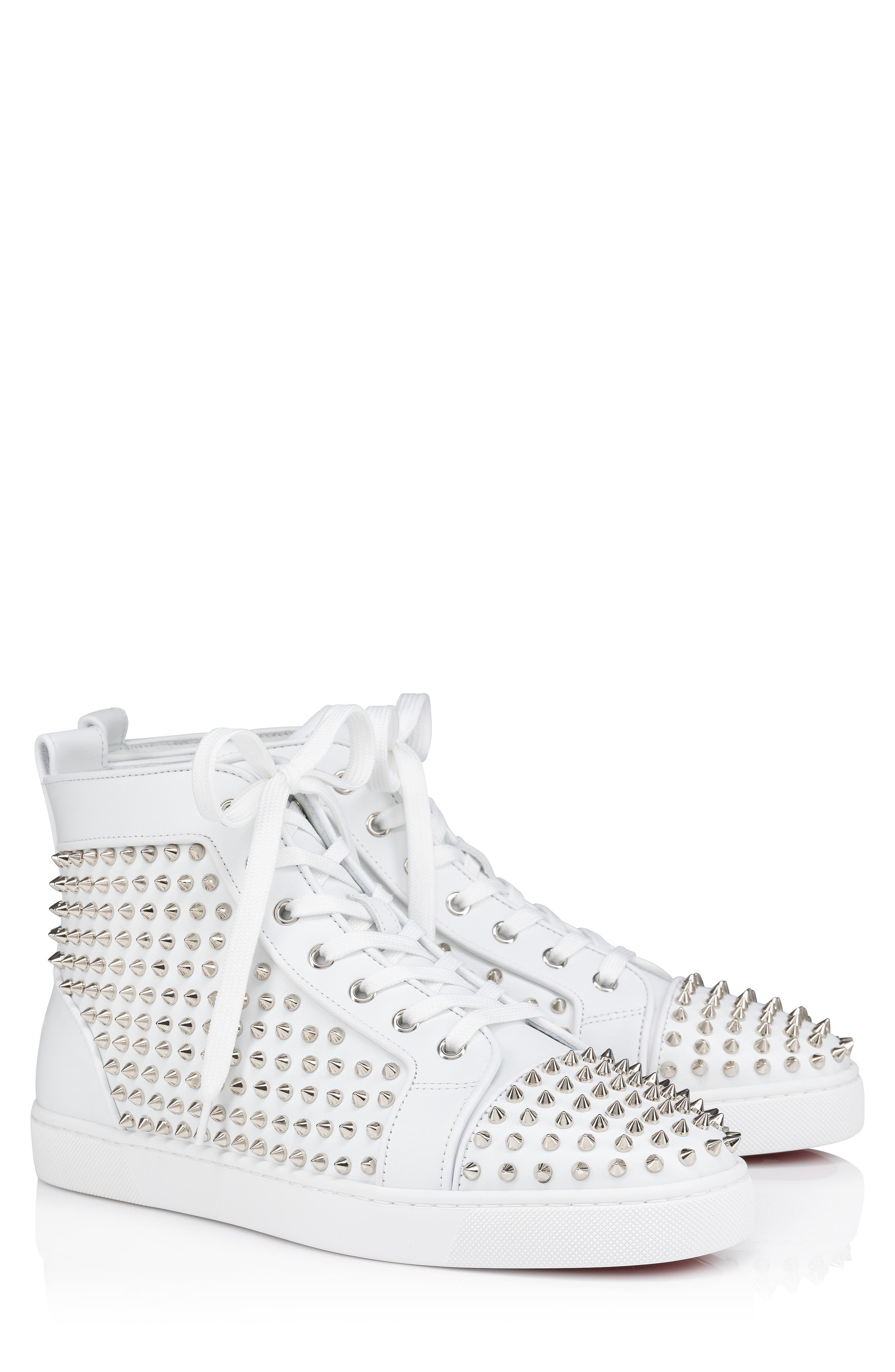 Louis Allover Spikes High Top Sneaker, Main, color, WHITE/ SILVER
