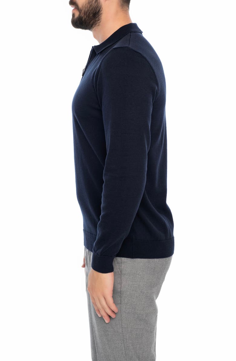 VELLAPAIS 1/4 Zip Cotton Pullover Sweater, Alternate, color, Navy Blue