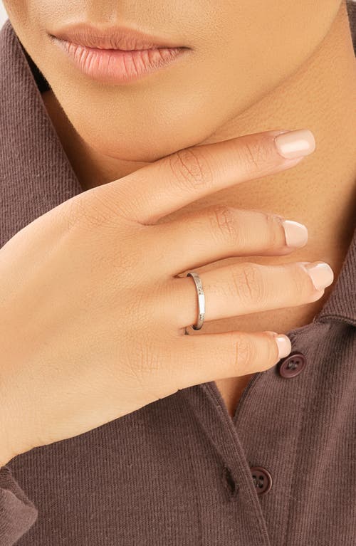 Sterling Forever White Enamel & Sterling Silver Open Band Adjustable Ring
