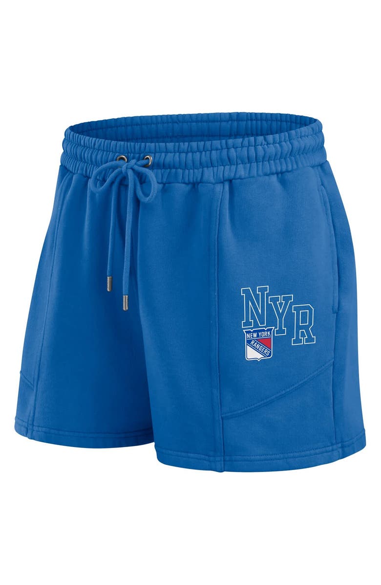 WEAR by Erin Andrews Women's WEAR by Erin Andrews Blue New York Rangers Washed Fleece Sweatshirt & Shorts Lounge Set, Alternate, color, Blue