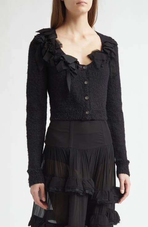 Hand Knit Crop V-Neck Cardigan