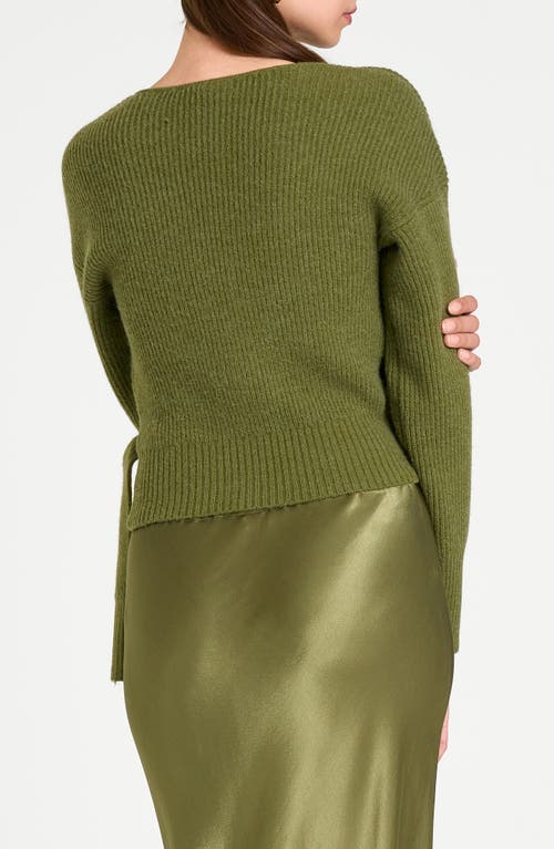 Shop Wayf Terri Bouclé Rib Wrap Sweater In Olive