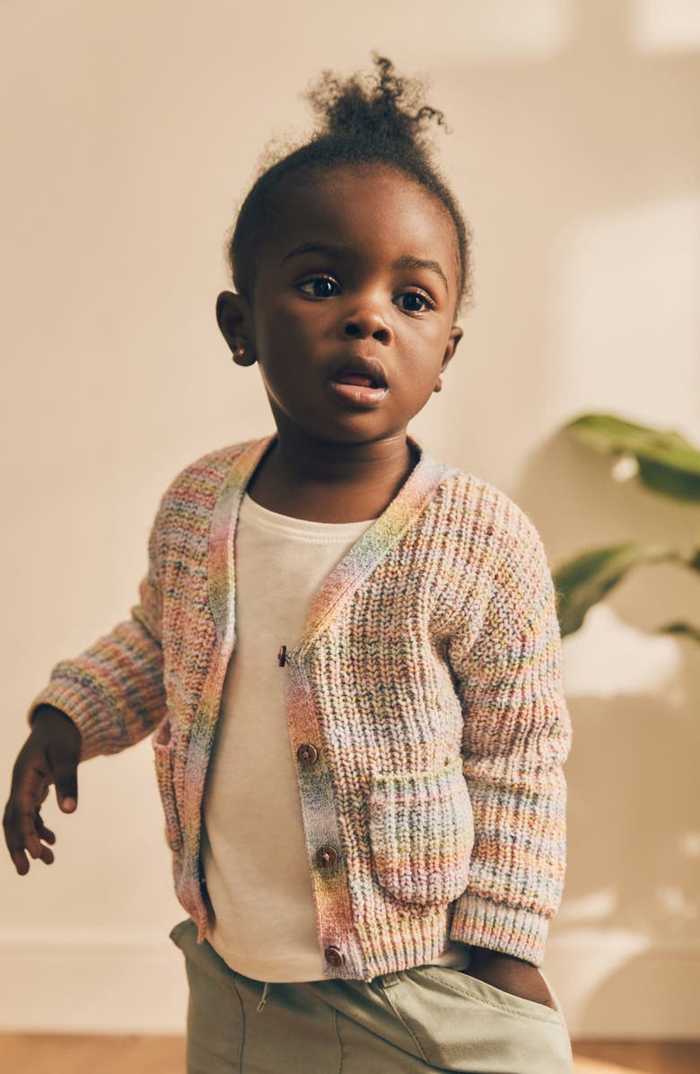 NEXT Kids' Rainbow Stripe V-Neck Cardigan, Alternate, color,