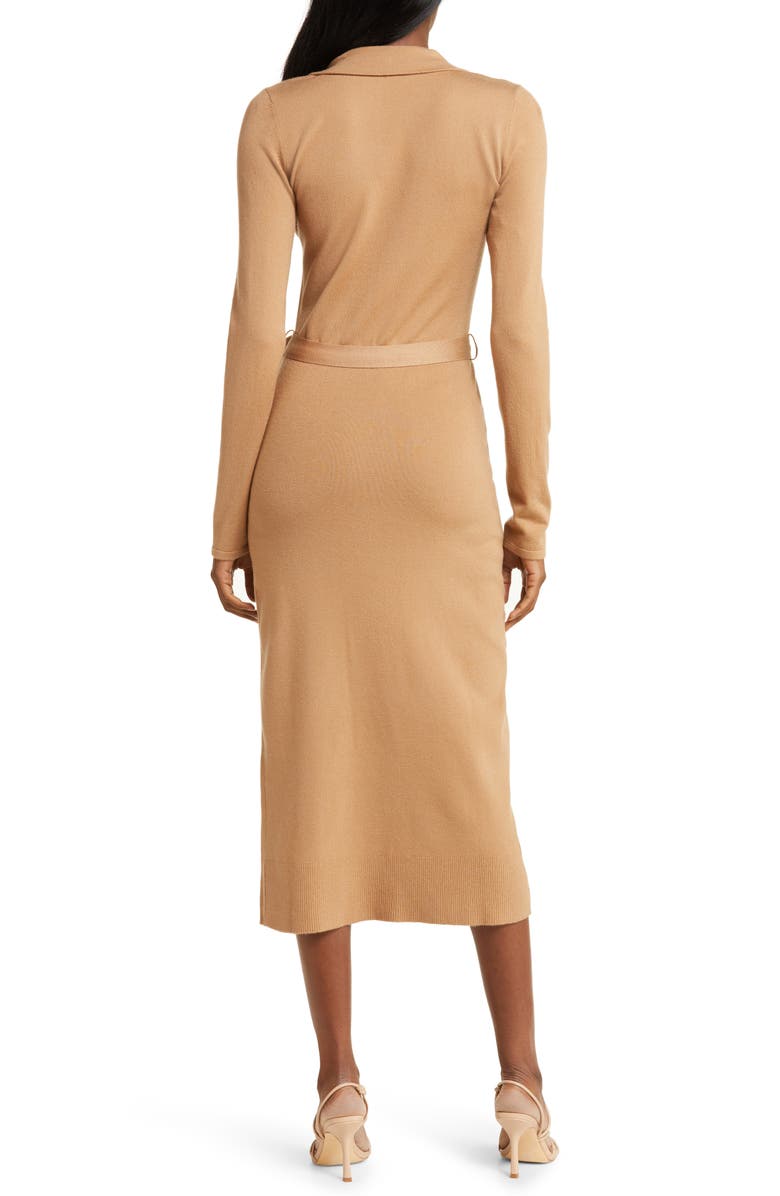 PAIGE Carmen Belted Long Sleeve Sweater Dress, Alternate, color, Dkcamel