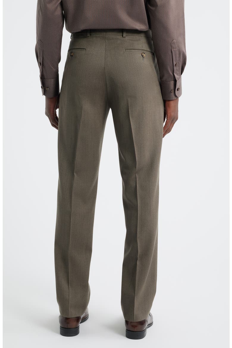 Covert Flat Front Wool Twill Dress Pants, Alternate, color, BROWN